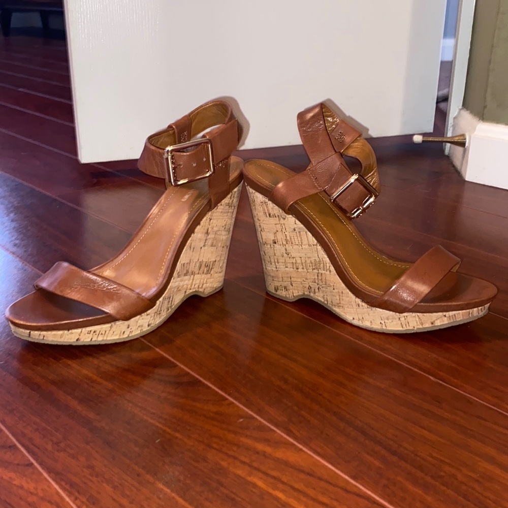 Calvin Klein Brown and Cork Wedge Sandals